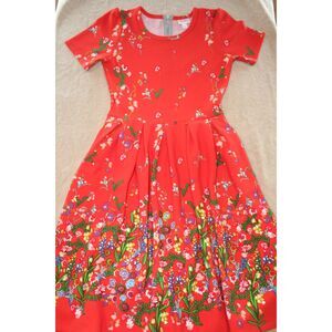 LulaRoe Girls Red/Multi Color Floral Dress – Size Small – Short Sleeve